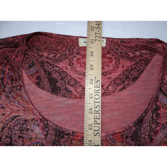 One World Women's 3X Pink Paisley Print Blouse - Picture 6 of 8